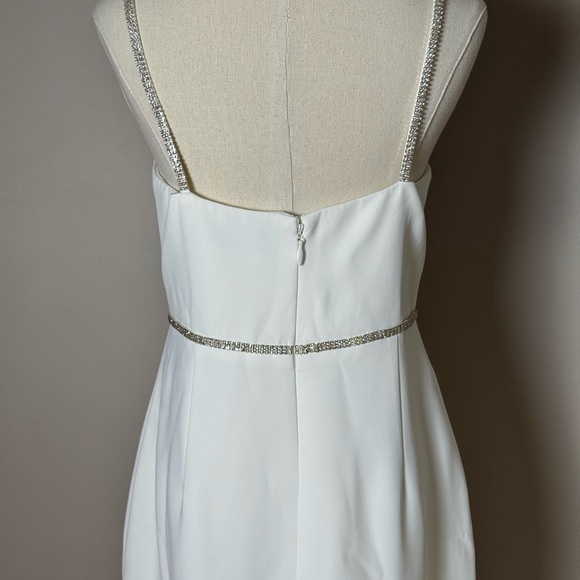 Self-Portrait White Bonded Crepe Midi Dress – Size 6 - Picture 3 of 10